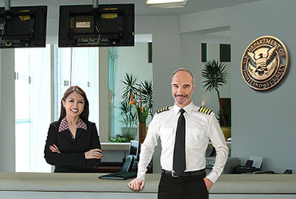 Pilot checking into CBP Station Office