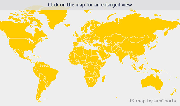 Map of regions where our flight services are provided