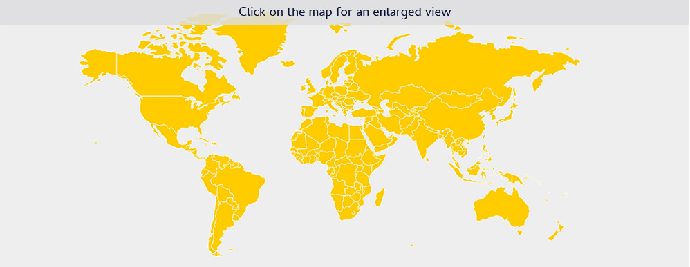 Map of regions where our flight services are provided